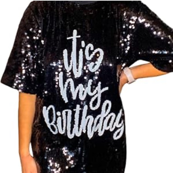 Fashion Nova Embellished It’s My Birthday Sequin Shirt Dres - Picture 4 of 16